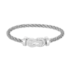 CHANCE LARGE 8 FIGURE BUCKLE HALF DIAMOND BRACELET SILVER