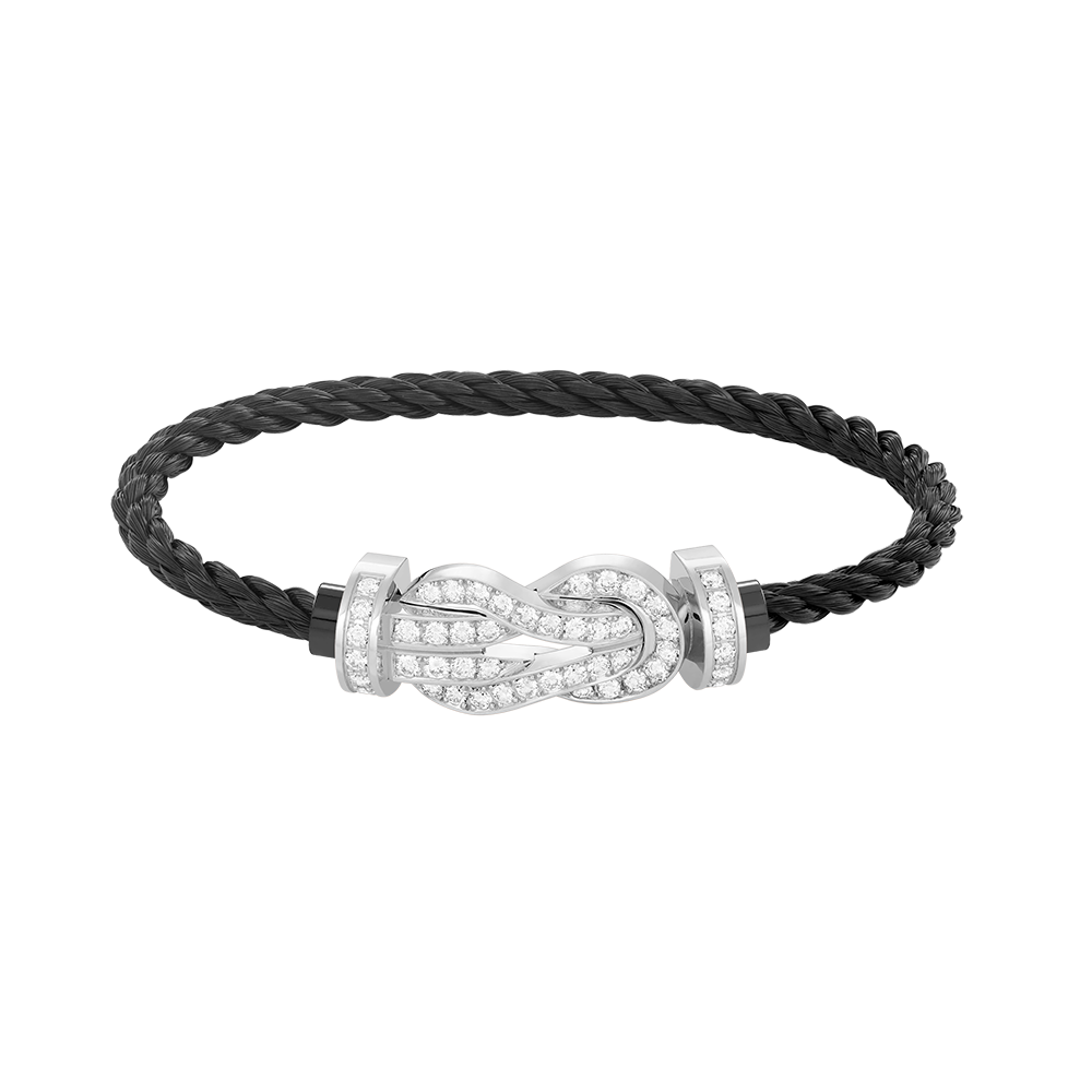 CHANCE LARGE 8 FIGURE BUCKLE FULL DIAMOND BRACELET SILVER