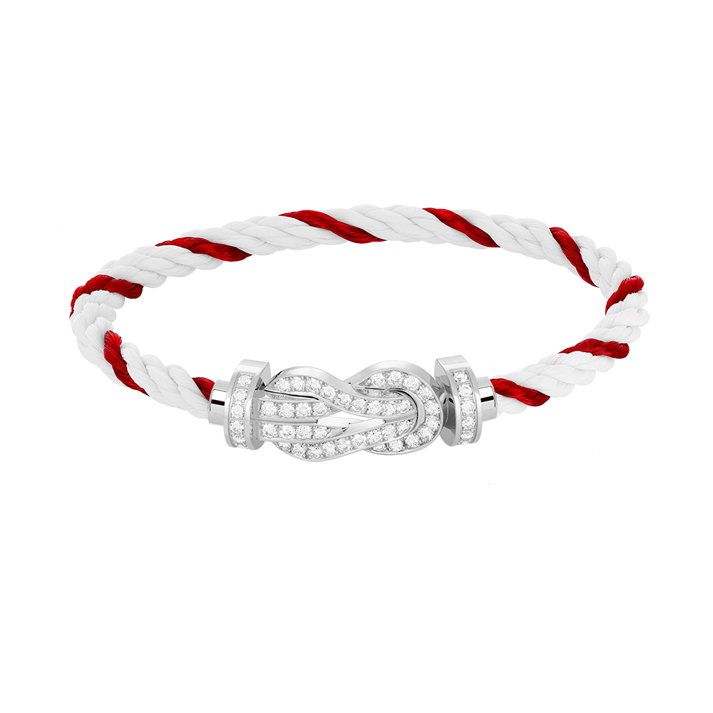 CHANCE LARGE 8 FIGURE BUCKLE FULL DIAMOND BRACELET SILVER
