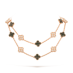 CLOVER 20 MOTIFS DARK MOP DIAMOND  NECKLACE