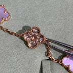 CLOVER 10 MOTIFS DIAMOND PINK MOP NECKLACE