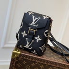 TINI BACKPACK BLACK BEIGE MONOGRAM CANVAS