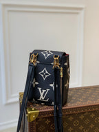 TINI BACKPACK BLACK BEIGE MONOGRAM CANVAS