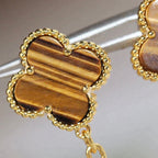 CLOVER  2 MOTIF  TIGER EYE CARNELIAN EARRINGS