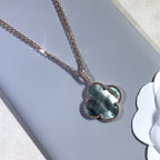 CLOVER 25MM GOLD DARK MOP BIG CLOVER NECKLACE