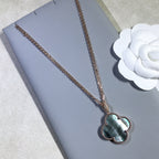 CLOVER 25MM GOLD DARK MOP BIG CLOVER NECKLACE