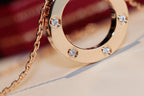 LOVE NECKLACE 16MM 6 DIAMONDS PINK GOLD