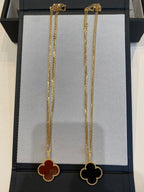 CLOVER 25MM NECKLACE GOLD CARNELIAN