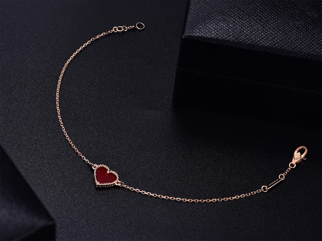 HEART CARNELIAN PINK GOLD BRACELET