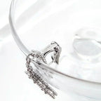 CLOVER 2 MOTIFS  DIAMOND ONYX EARRINGS SILVER