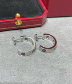 LOVE CERAMIC DIAMOND PAVED SILVER EARRINGS