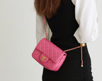 FLAP BAG 17CM PINK LAMBSKIN GOLD HARDWARE