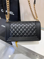 BOY BAG MEDIUM 25 BLACK CAVIAR GOLD HARDWARE
