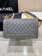 BOY BAG MEDIUM 25 DARK GREY CAVIAR GOLD HARDWARE