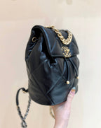 CC 19 BACKPACK BAG 26CM BLACK GOATSKIN GOLD HARDWARE