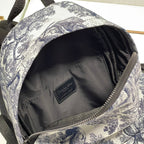 TRAVEL BACKPACK 20CM WHITE BLUE OBLIQUE JACQUARD