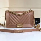 CC MEDIUM 25 BOY BAG IN ASH BROWN LAMBSKIN SILVER HARDWARE