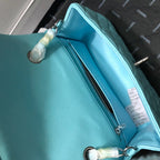 CC 20 CLASSIC SMALL DOUBLE FLAP BAG IN LIGHT BLUE CALFSKIN