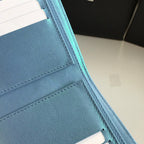 CC FLAP CARD HOLDER 11.5 SKY GRAINED CALFSKIN GOLD ICON
