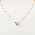 LOVE 7.6MM NECKLACE ROSE GOLD AND SILVER  FULL DIAMOND