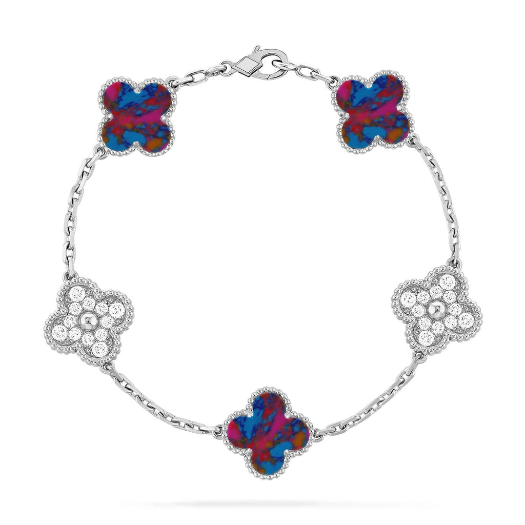 CLOVER 5 MOTIF COLOR GEMSTONES BRACELET COLLECTION