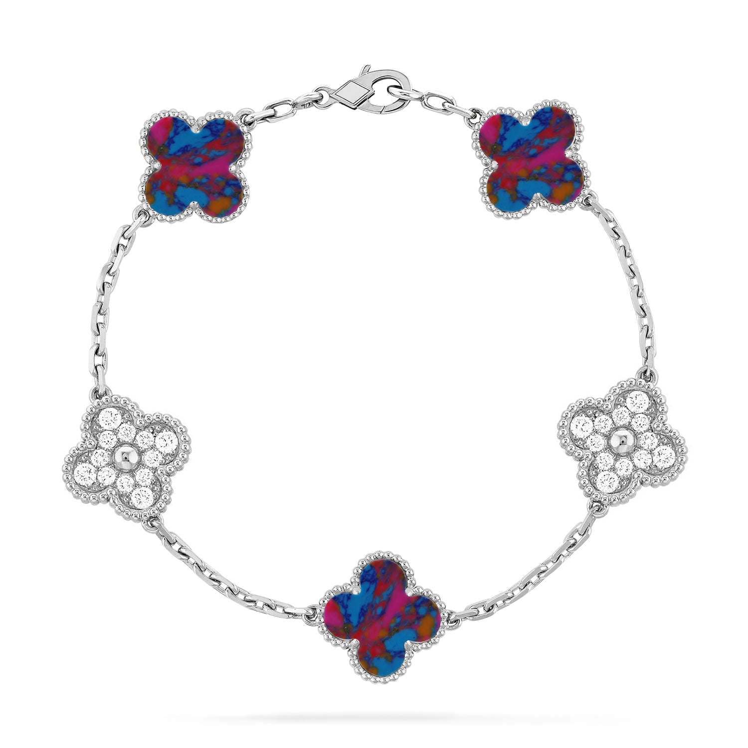 CLOVER 5 MOTIF COLOR GEMSTONES BRACELET COLLECTION