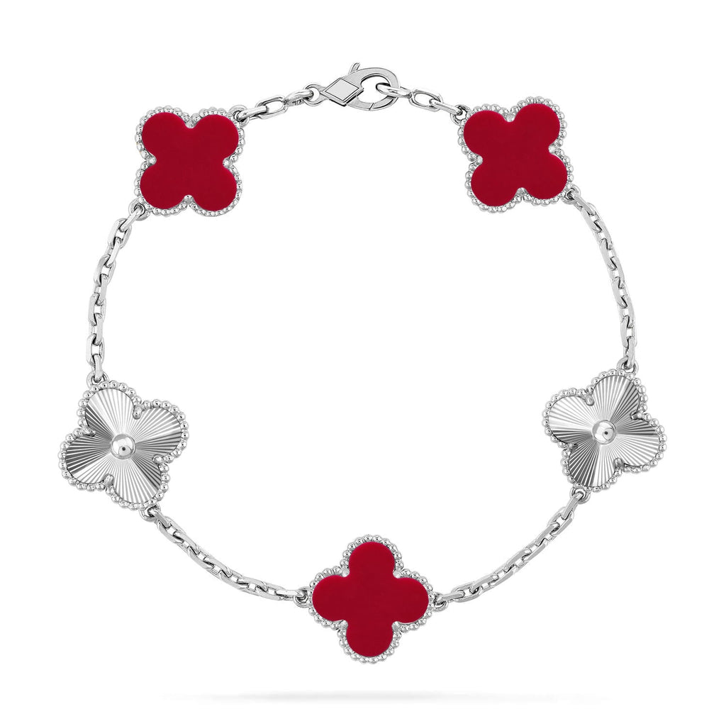 CLOVER 5 MOTIF RED CORNELIAN BRACELET COLLECTION