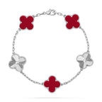 CLOVER 5 MOTIF RED CORNELIAN BRACELET COLLECTION