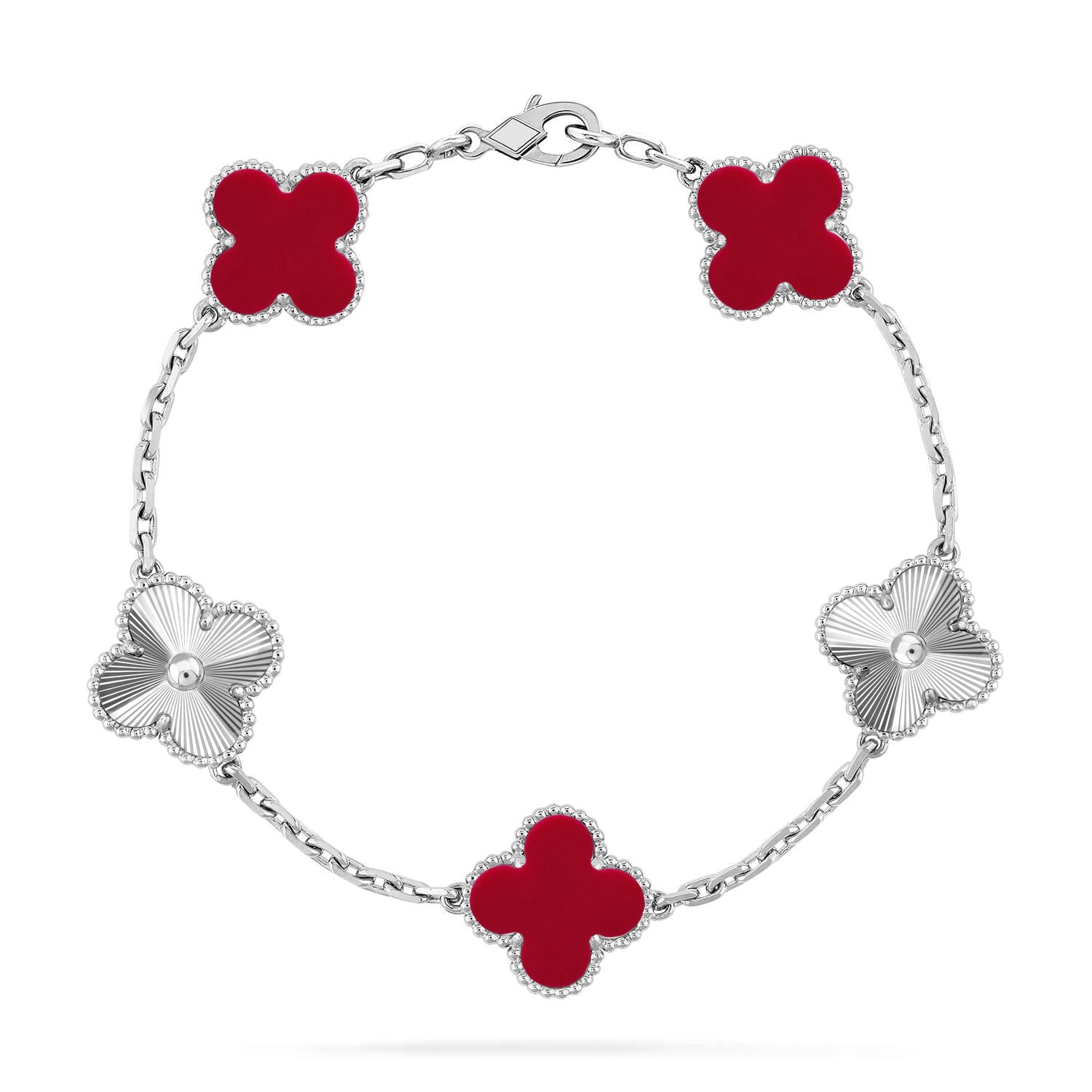 CLOVER 5 MOTIF RED CORNELIAN BRACELET COLLECTION