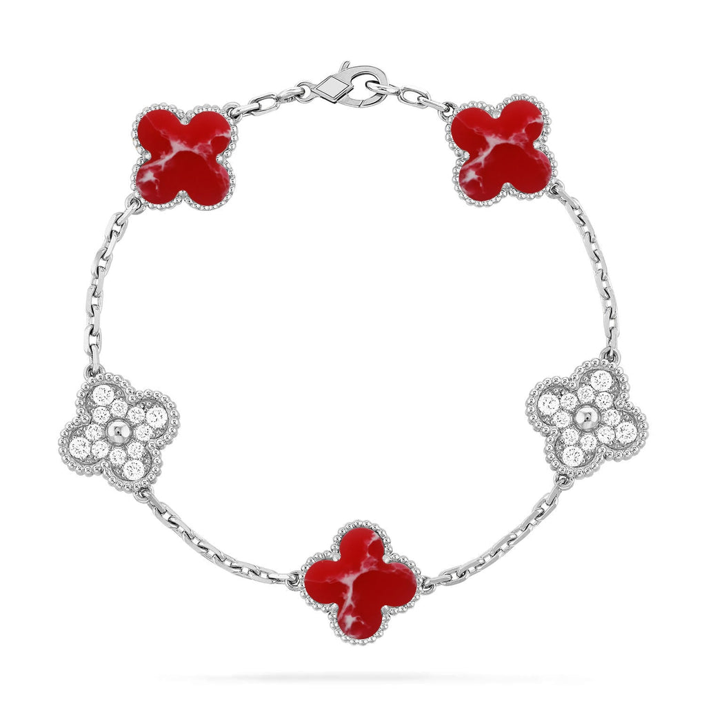 CLOVER 5 MOTIF RED PATTERN BRACELET COLLECTION