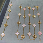 CLOVER 20 MOTIFS LASER PINK MOP NECKLACE