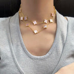 CLOVER 20 MOTIFS PINK MOP NECKLACE