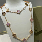 CLOVER 20 MOTIFS LASER PINK MOP NECKLACE