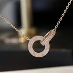 LOVE 7.6MM NECKLACE ROSE GOLD AND SILVER  FULL DIAMOND