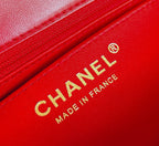 MINI RECTANGLE FLAP BAG 20CM RED PATENT CALFSKIN GOLD HARDWARE