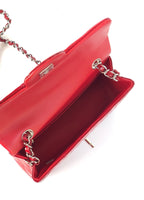 MINI RECTANGLE FLAP BAG 20CM RED PATENT CALFSKIN SILVER HARDWARE