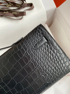 KELLY CUT 31 IN BLACK ALLIGATOR LEATHER WITH SILVER HARDWARE (MADE-TO-ODER)