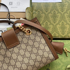 GG PADLOCK MEDIUM 26 SHOULDER BAG BEIGE CANVAS AND BROWN CALFSKIN
