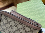 GG MINI 25 HANDBAG IN BEIGE CANVAS AND BROWN CALFSKIN