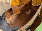 GG PADLOCK LARGE 35 SHOULDER BAG BEIGE CANVAS AND BROWN CALFSKIN