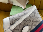 GG OPHIDIA 24 TOTE IN BEIGE CANVAS AND WHITE CALFSKIN