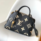 PETIT PALAIS PM MEDIUM SHOULDER BAG 29 IN BLACK MIX BEIGE EMBOSSED COWHIDE GOLD-TONE HARDWARE