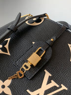PETIT PALAIS PM LARGE SHOULDER BAG 34 IN BLACK MIX BEIGE EMBOSSED COWHIDE GOLD-TONE HARDWARE