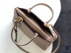 PETIT PALAIS PM LARGE SHOULDER BAG 34 IN BROWN EMBOSSED COWHIDE GOLD-TONE HARDWARE