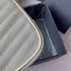 LOU MINI CAMERA BAG 19 IN WHITE CAVIAR PATTERN CALFSKIN GOLD HARDWARE