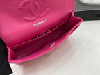 CC 25 CLASSIC SMALL DOUBLE FLAP BAG IN BRIGHT PINK CALFSKIN WITH STRAP