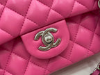 CC 25 CLASSIC SMALL DOUBLE FLAP BAG IN BRIGHT PINK CALFSKIN WITH STRAP