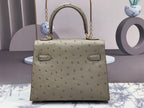KELLY BAG 20 IN KHAKI BEIGE OSTRICH LEATHER WITH GOLD HARDWARE (MADE-TO-ODER)