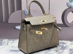 KELLY BAG 20 IN KHAKI BEIGE OSTRICH LEATHER WITH GOLD HARDWARE (MADE-TO-ODER)