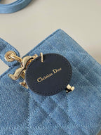 MEDIUM D-JOY BAG 26 IN LIGHT BLUE MACROCANNAGE DENIM